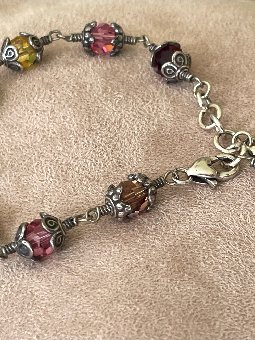 Brighton Multicolored Crystal Bracelet with Red, Pink, Green and Yellow Beads - Picture 2 of 3